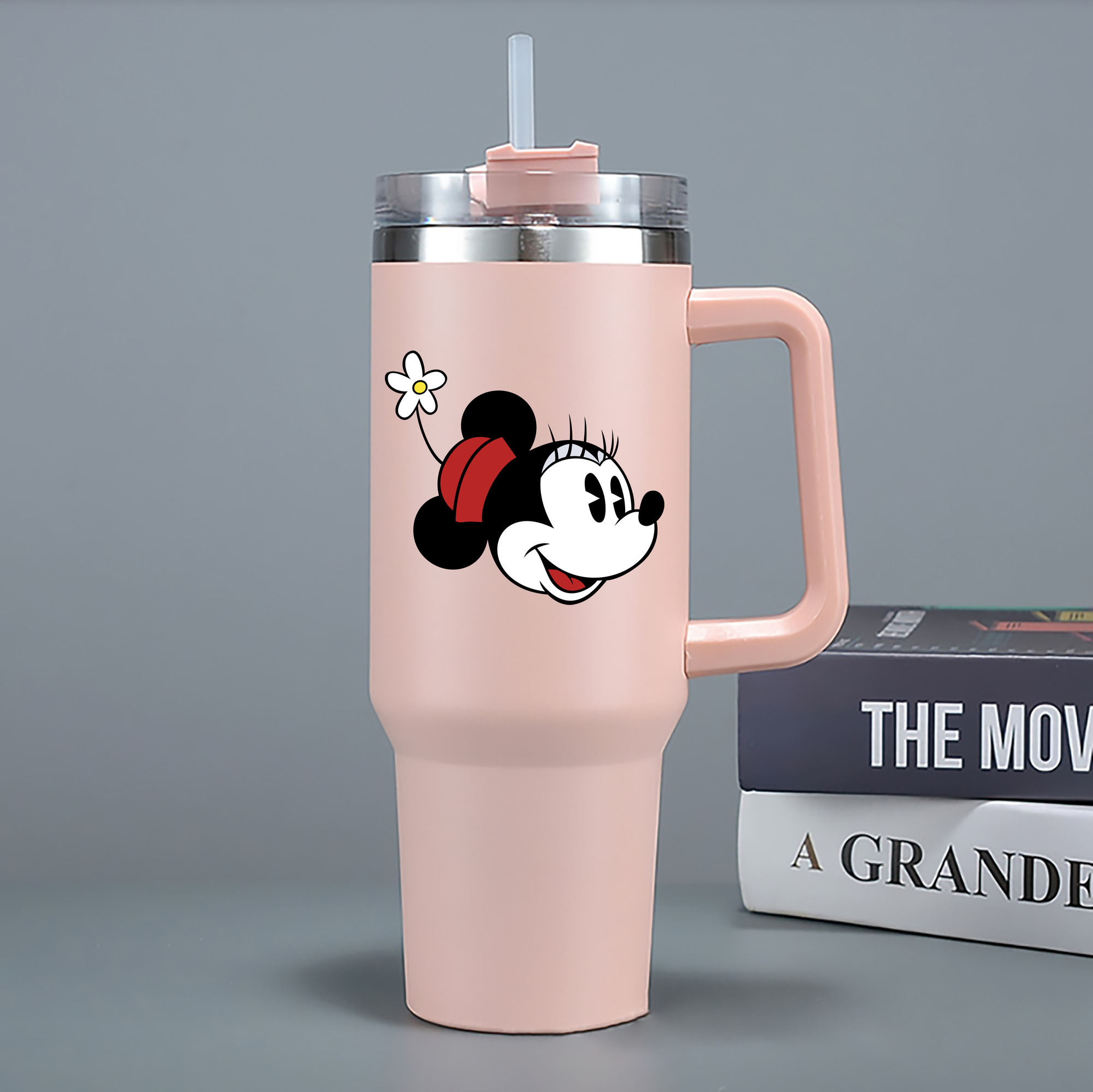 （画像用） ミッキーマウス Mickey Mouse 1200mL車用タンブラー - クリスタルステッカー（プラスチックストロー付き）